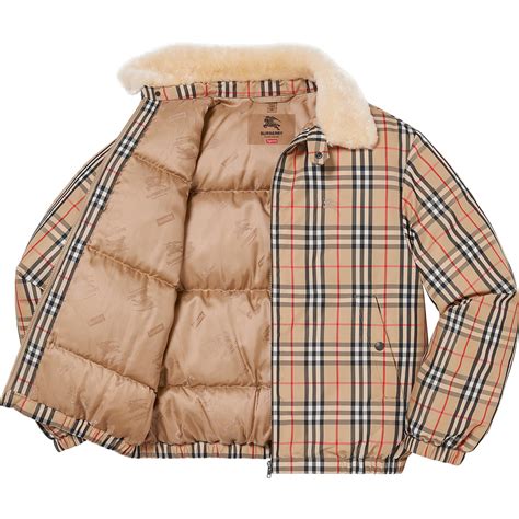 supreme burberry hoodie retail|supreme x Burberry puffer jacket.